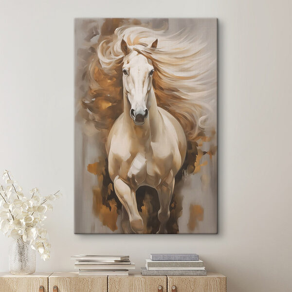 Schilderij van een paard met lange manen Canvas Schilderijen Schilderij van een paard met lange manen