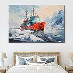 Canvas Schilderijen Schilderij van een schip in het water