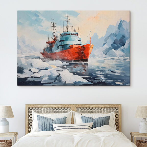 Schilderij van een schip in het water Canvas Schilderijen Schilderij van een schip in het water