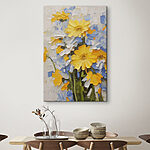 Canvas Schilderijen Schilderij van gele en blauwe bloemen