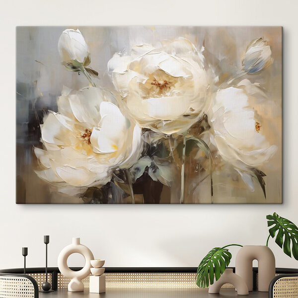Schilderij van witte bloemen Canvas Schilderijen Schilderij van witte bloemen