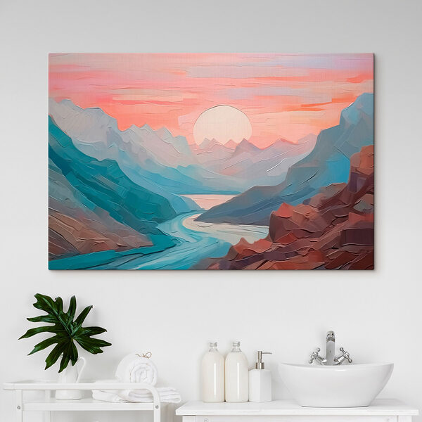 Rivier stroomt door een berg Canvas Schilderijen Rivier stroomt door een berg