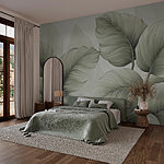 Fotobehang Weelderige bladeren in zachte groene tinten