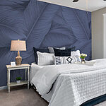Fotobehang Blauw blad met textuur in zachte golven