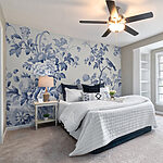 Fotobehang Blauw en wit bloemmotief