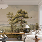 Fotobehang Landschap met bomen en heuvels