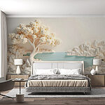 Fotobehang Witte boom en water