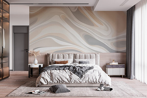 Witte en grijze swirls Fotobehang Witte en grijze swirls