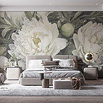 Fotobehang Delicate bloemen in zachte tinten