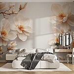 Fotobehang Groep witte bloemen