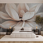 Fotobehang Witte bloem met bloemblaadjes