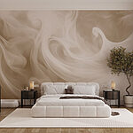 Fotobehang Witte rook in een lichtbruine achtergrond