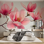 Fotobehang Groep roze bloemen