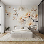 Fotobehang Delicate bloesems in zachte tinten
