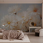 Fotobehang Groep witte bloemen