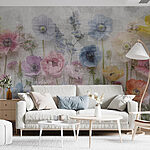 Fotobehang Groep bloemen op witte achtergrond