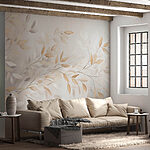 Fotobehang Delicate bladeren op een zachte achtergrond