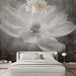 Fotobehang Witte bloem met zwart hart