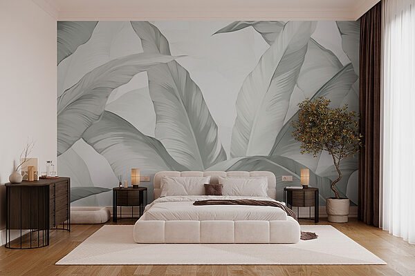 Fotobehang Fotobehang Zachtgroene bladeren, elegantie van de natuur&#8217 (Artikelnummer: w02999)