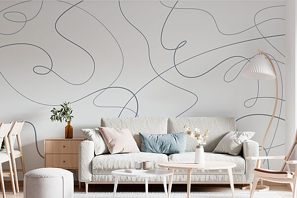 Fotobehang Fotobehang Witte achtergrond met blauwe lijnen (Artikelnummer: w03061v1)