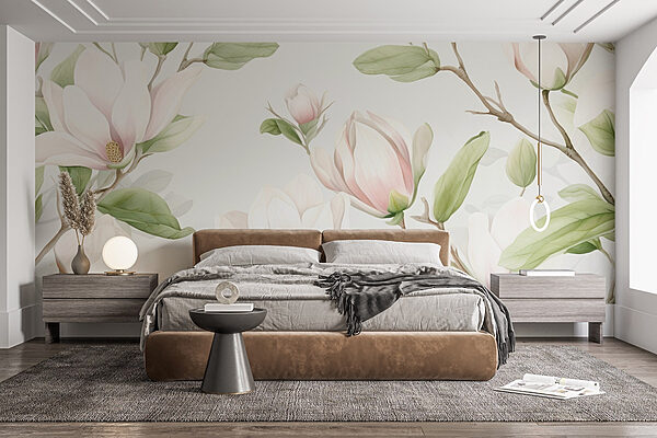 Delicate magnolia's in zachte tinten Fotobehang Delicate magnolia's in zachte tinten
