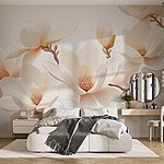 Fotobehang Groep witte bloemen