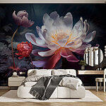 Fotobehang Delicate bloemen in rustig water