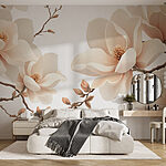 Fotobehang Delicate bloesems in zachte tinten