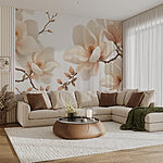Fotobehang Delicate bloesems in zachte tinten