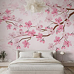 Fotobehang Wall murals Pink flowers on a branch