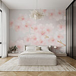 Fotobehang Delicate bloemen in zachte pasteltinten