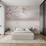 Fotobehang Boom met roze bloemen