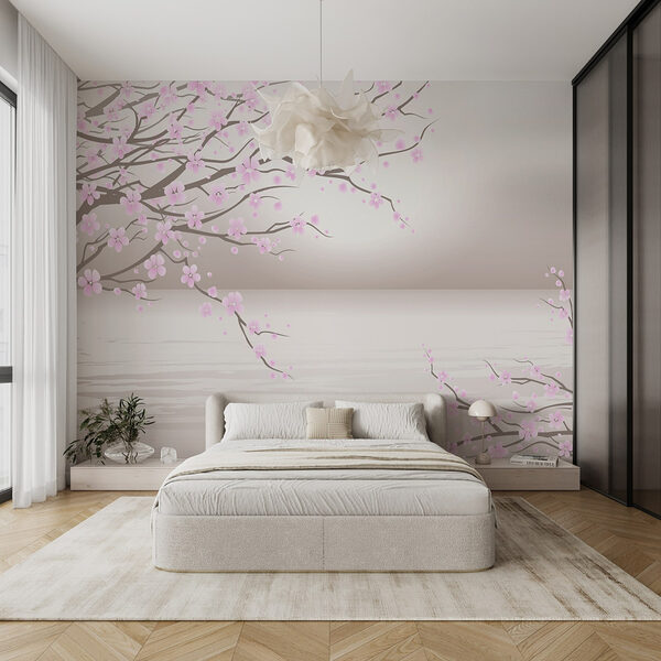 Boom met roze bloemen Fotobehang Boom met roze bloemen