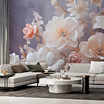 Fotobehang Groep witte en roze bloemen