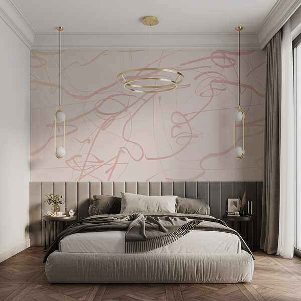 Roze lijnen op een witte achtergrond Fotobehang Roze lijnen op een witte achtergrond