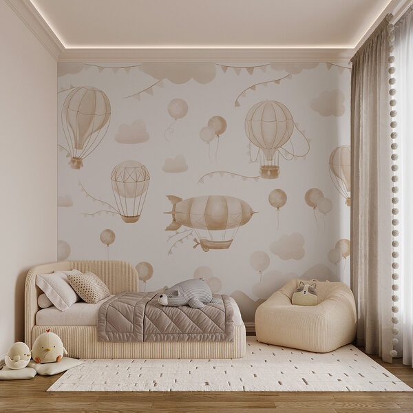 Fotobehang Fotobehang Groep heteluchtballonnen en bergen (Artikelnummer: w08765v4)