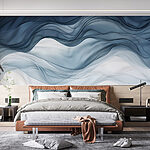 Fotobehang Blauwe en witte stof