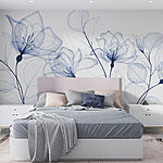 Fotobehang Transparante bloemen en bladeren