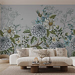 Fotobehang Elegant bloemmotief met gedempte tinten