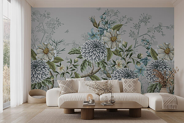 Elegant bloemmotief met gedempte tinten Fotobehang Elegant bloemmotief met gedempte tinten