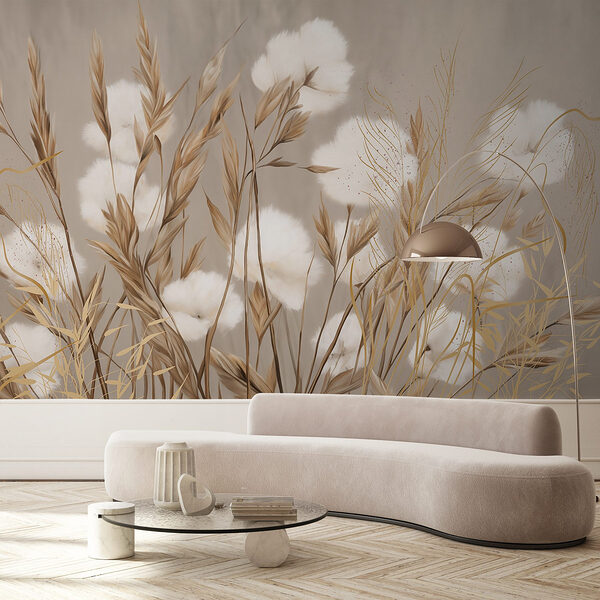 Fotobehang Delicate bloemen in zachte tinten