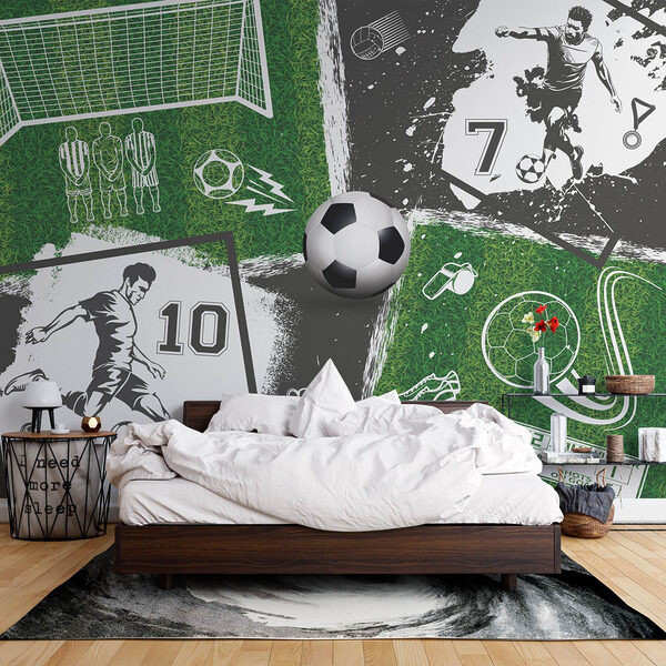 Fotobehang Voetbalgekte op het veld
