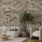 Fotobehang Witte muur met swirls en draaikolken