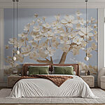 Fotobehang Boom met witte bloemen
