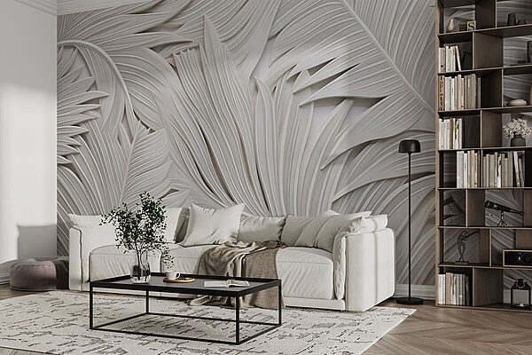 Fotobehang Wit papier uit bladeren geknipt