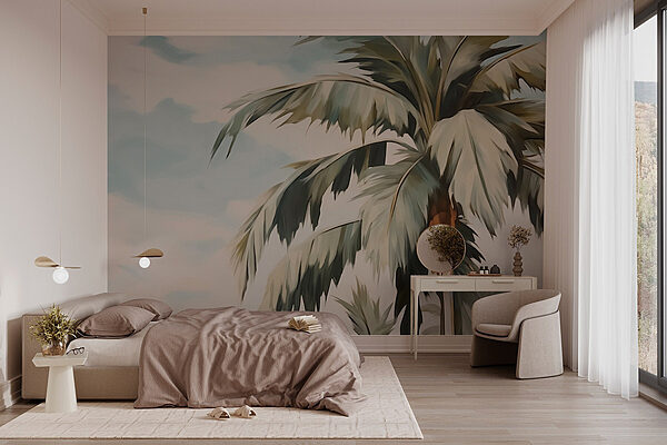 Palmboom met een vrucht op de top Fotobehang Palmboom met een vrucht op de top