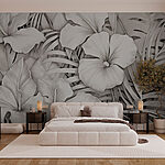 Fotobehang Delicate bloemen in monochrome tinten