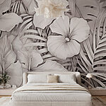 Fotobehang Elegant bloemenontwerp in monochrome tinten