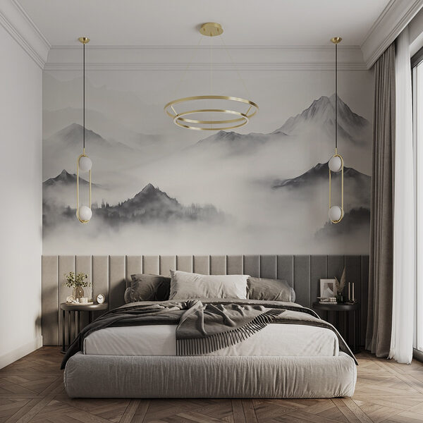 Bergketen met mist Fotobehang Bergketen met mist