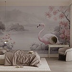 Fotobehang Flamingo's in een meer